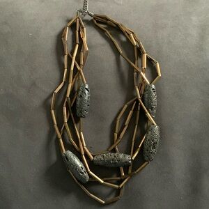 Adjustable bijou necklace chocolate brown and copper colour.